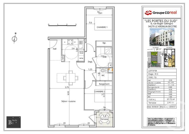 Appartement F3 à vendre - 3 pièces - 67,90 m2 - Le Kremlin Bicetre - 94 - ILE-DE-FRANCE